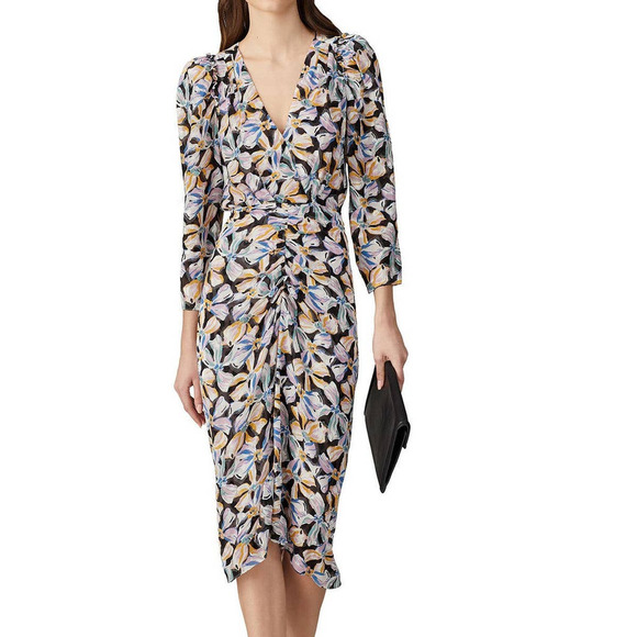 Rebecca Taylor Bow Fleur Dress Silk Midi 8 - Picture 1 of 13